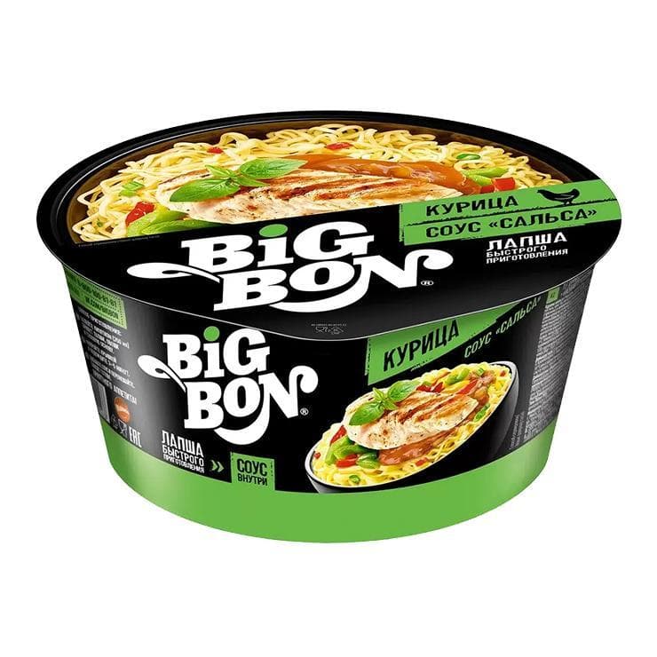 Лапша быстрого приготовления Big Bon куриная, 85 гр., ПЭТ