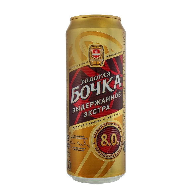 Пиво Золотая бочка Экстра выдержанное пастеризованное 8% 450 мл., ж/б
