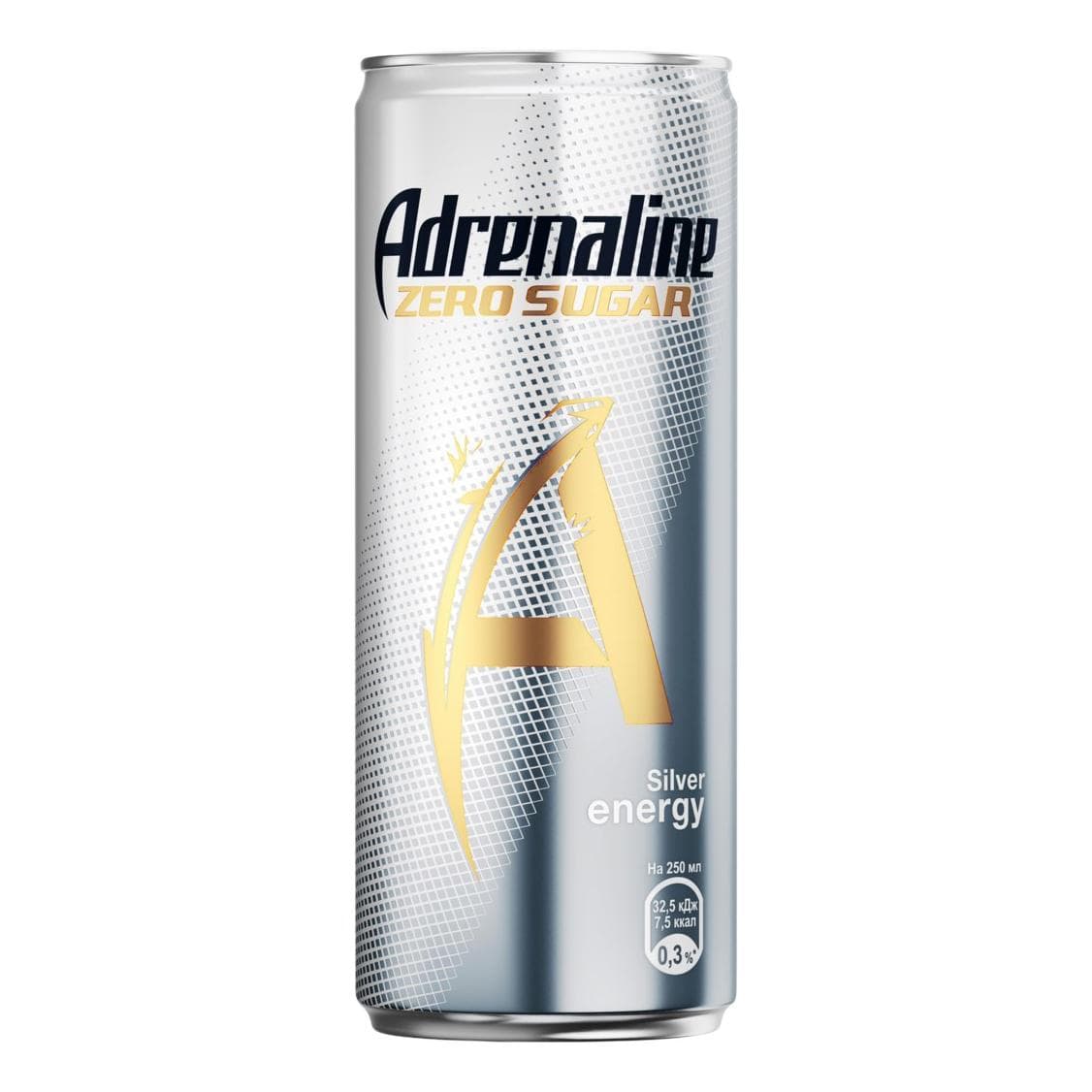 Напиток энергетический Adrenaline Zero Sugar Silver 250 мл., ж/б