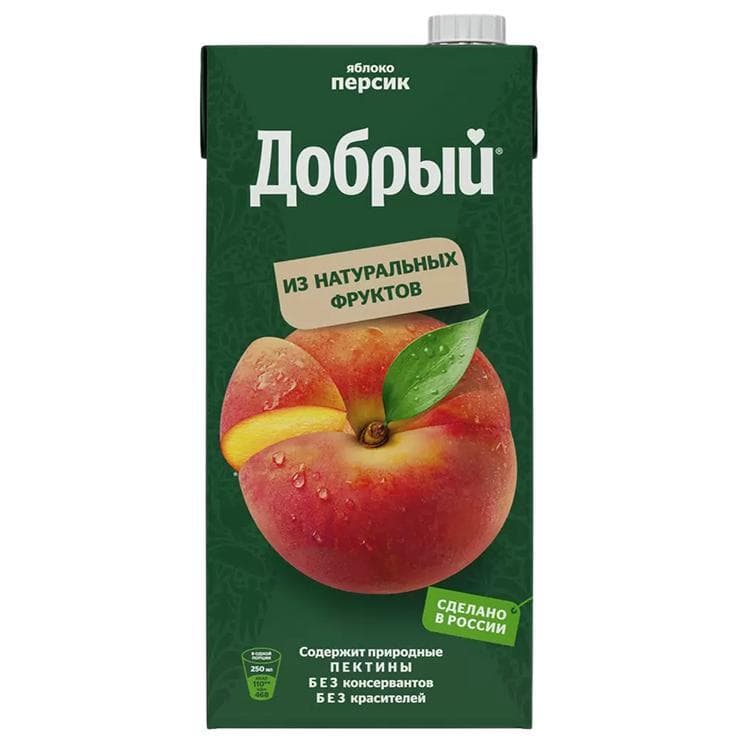 Сок Добрый яблочно персиковый 2 л., тетра-пак