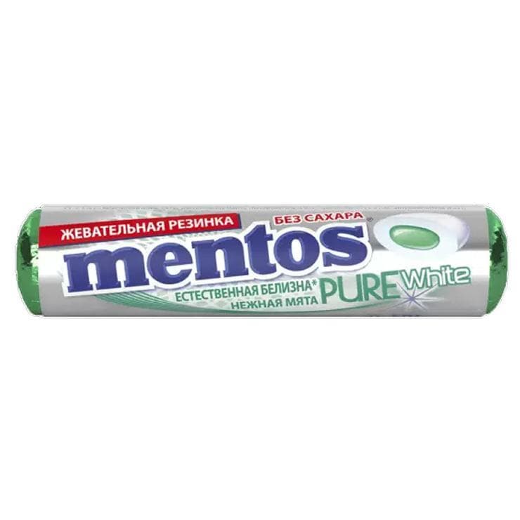 Жевательная резинка Mentos Ролл Pure White Нежная 15.5 гр., обертка