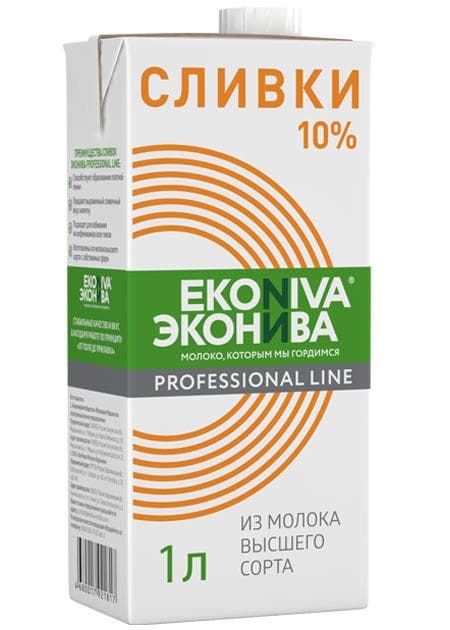 Сливки Professional Line Эконива 10% 1 л., тетра-пак