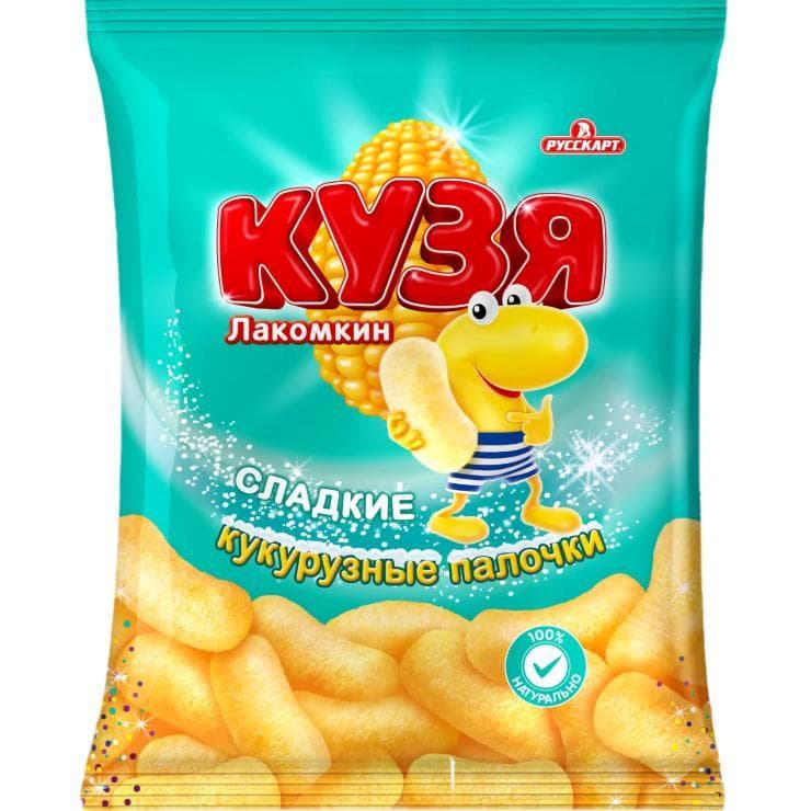 Палочки кукурузные Кузя Лакомкин с сахарной пудрой 100 гр., флоу-пак