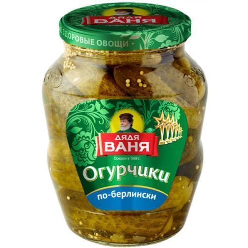 Огурцы Дядя Ваня маринованные По-Берлински, 680 гр, 8 шт., стекло