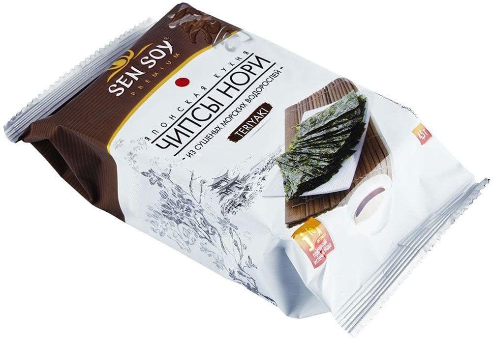 Чипсы Sen Soy нори из морской капусты teriyaki, 45 гр., флоу-пак