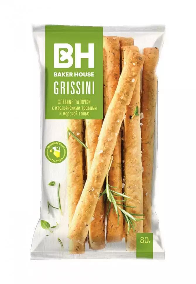 Хлебные палочки Baker House Grissini Итальянские 80 гр., флоу-пак