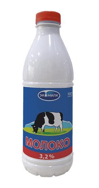 Молоко Экомилк пастеризованное 3.2% 930 гр., ПЭТ