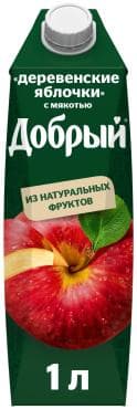 Нектар Добрый деревенские яблочки 1 л., тетра-пак