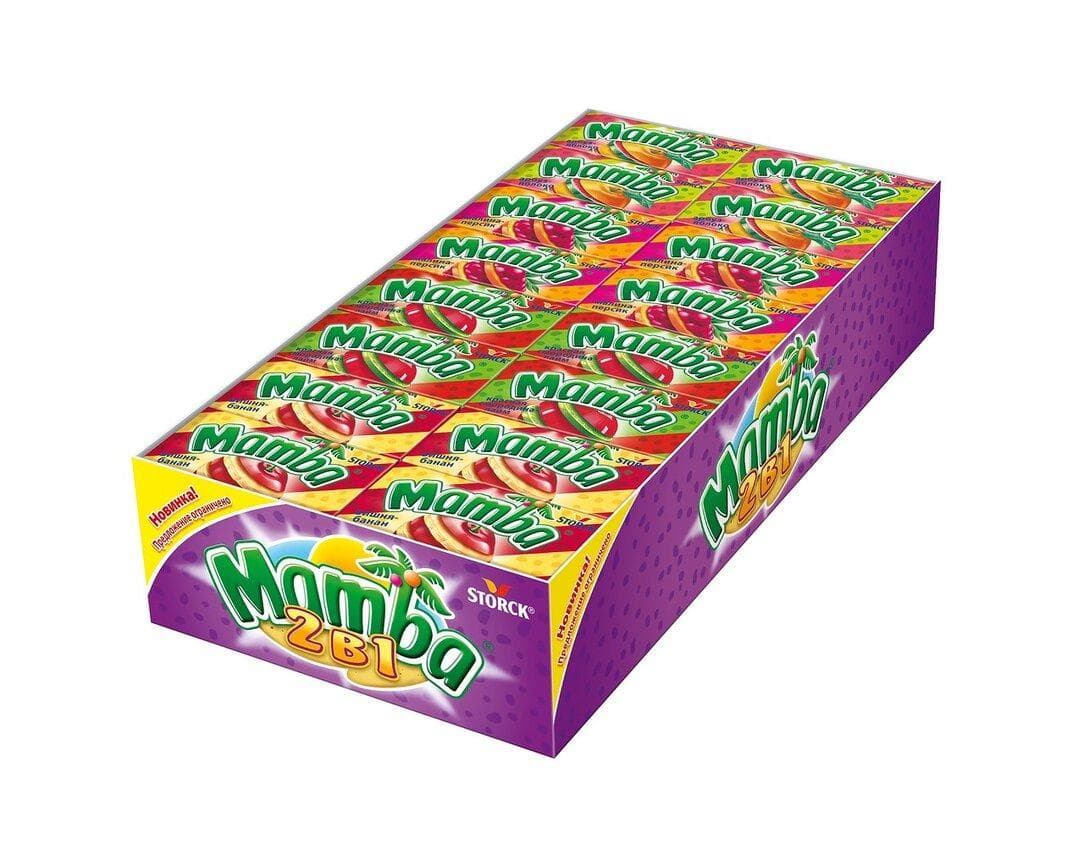 Конфеты жевательные Mamba 2 в 1 ассорти, 26.5 гр., обертка