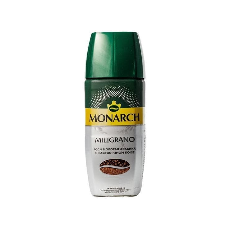 Кофе растворимый MONARCH MILIGRANO сублимированный c 90 гр., стекло