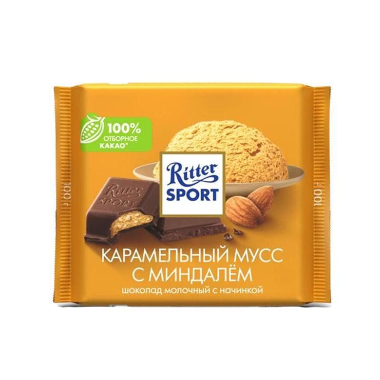 Шоколад Ritter Sport карамельный мусс 100 гр., флоу-пак