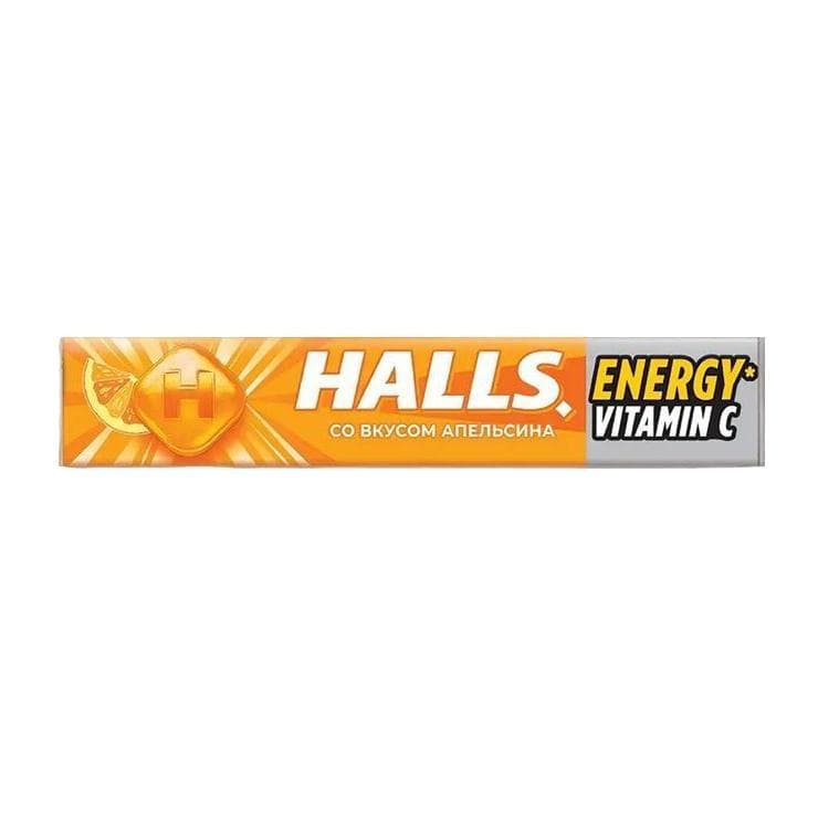 Карамель леденцовая Halls апельсин витамин C 25 гр., обертка