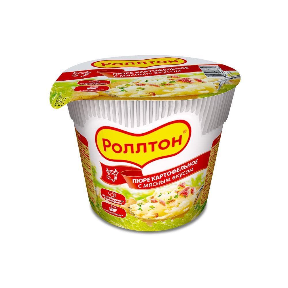 Пюре Роллтон картофельное с мясным вкусом 40 гр., стакан