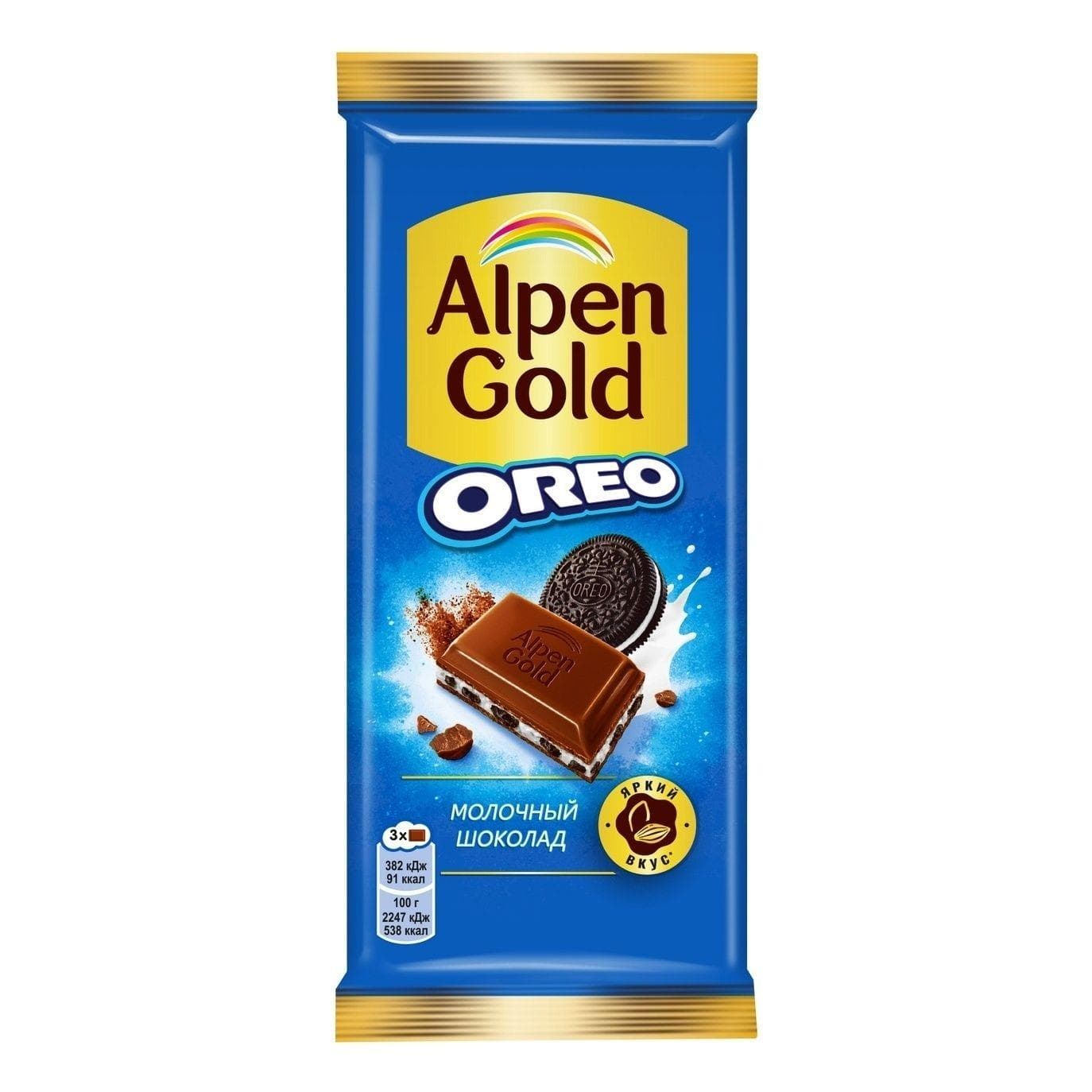Шоколад Alpen Gold Oreo мол. с ванильной начинкой и 85 гр., флоу-пак
