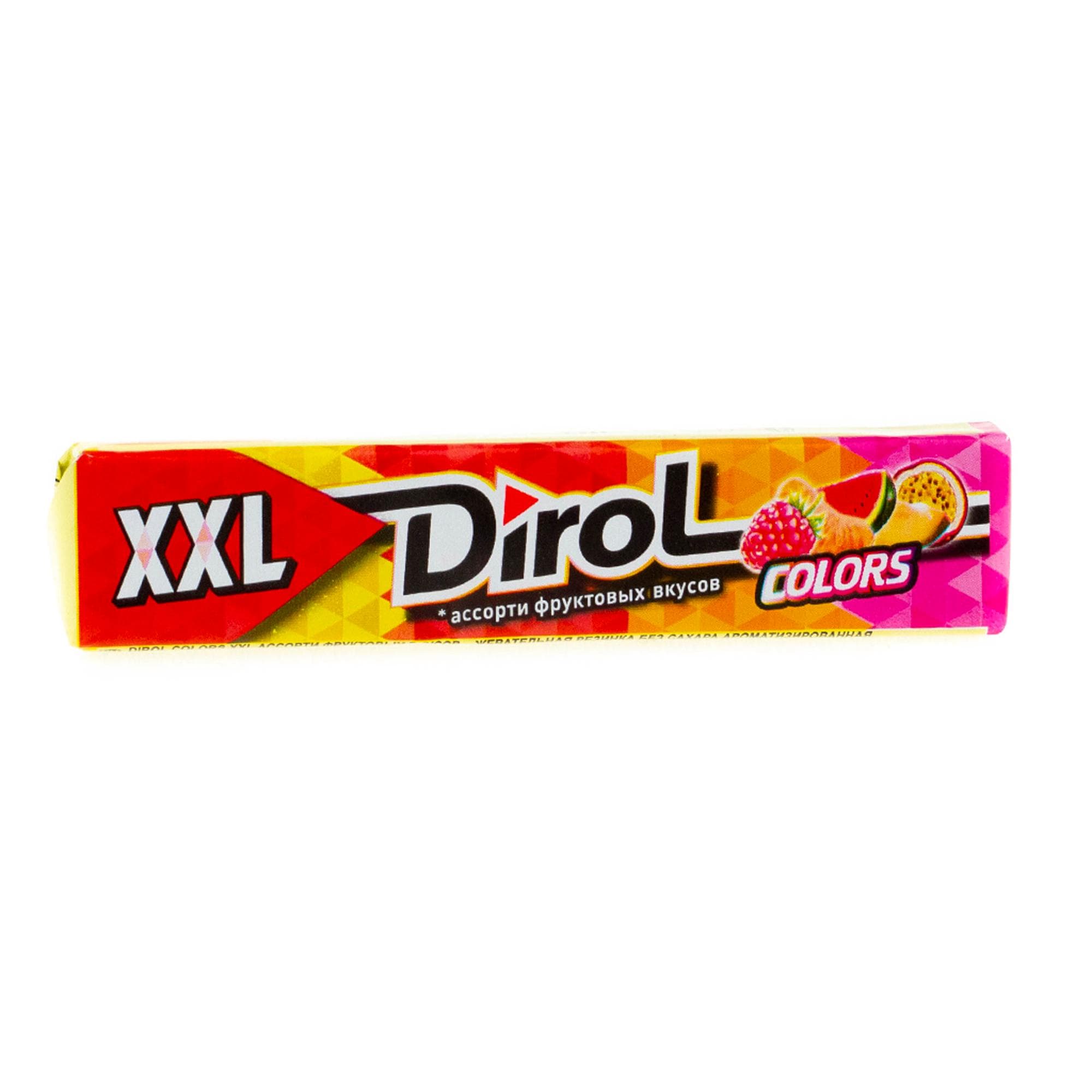 Резинка жевательная Dirol Colors XXL ассорти фруктовых 19 гр., обертка