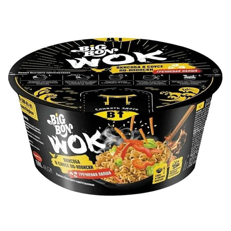 Лапша гречневая Big Bon Wok Якисоба в соусе по-японски 85 гр., картон