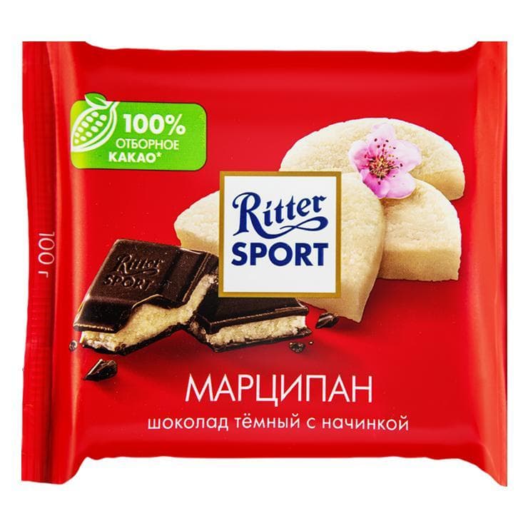 Шоколад Ritter Sport горький марципан 100 гр., флоу-пак