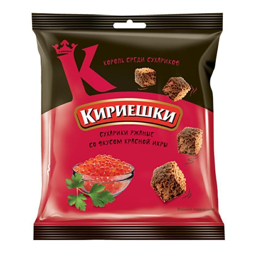 Сухарики Кириешки ржаные красная икра 40 гр., флоу-пак
