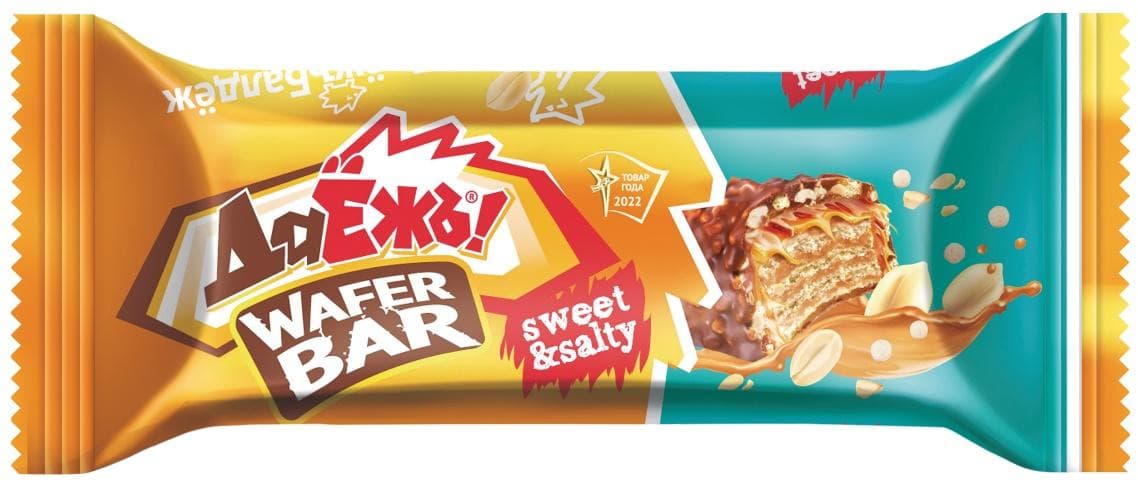 Батончик ДаЁжь Wafer Bar с карам. арах. и соленой 40 гр., флоу-пак