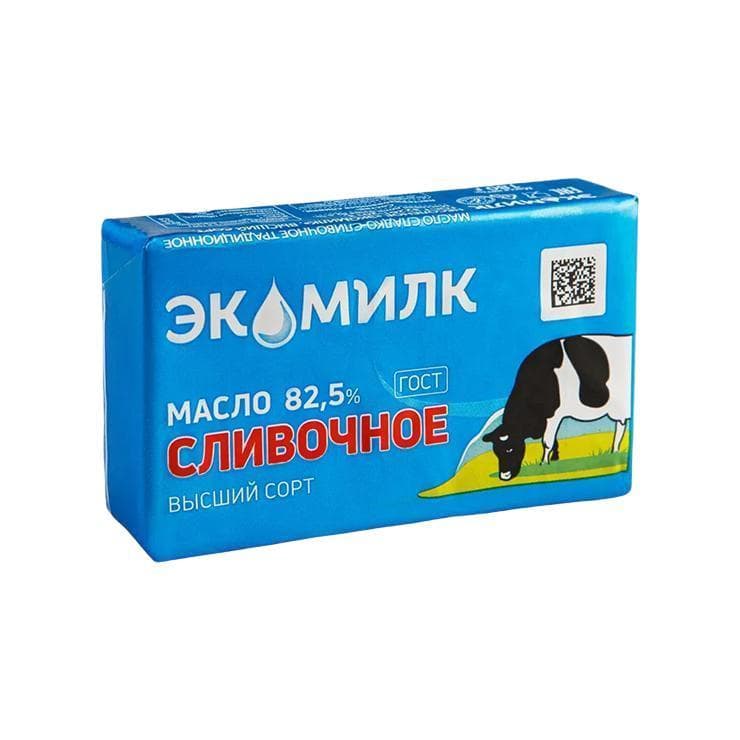 Масло Экомилк сливочное 82.5% 180 гр., обертка