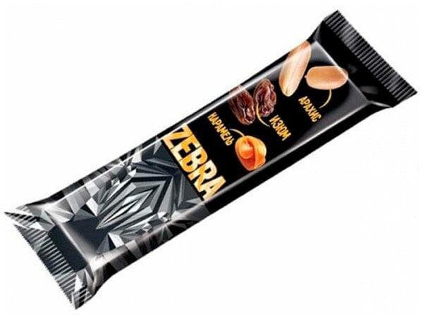 Батончик Яшкино Zebra с изюмом и арах. в мягкой 40 гр., флоу-пак
