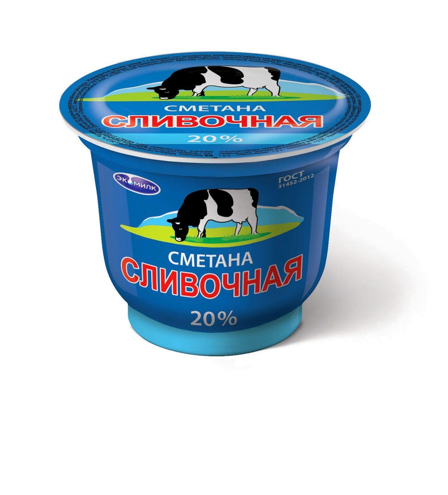Сметана Экомилк Сливочная 20% 180 гр., ПЭТ