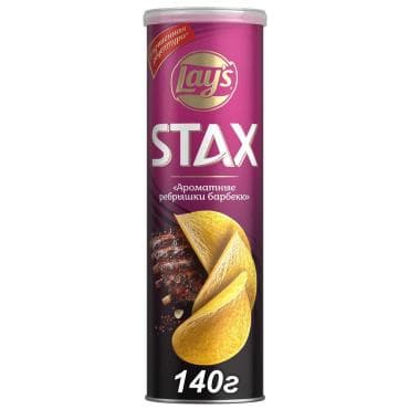Чипсы Lay's Stax ароматные ребрышки барбекю 140 гр., туба