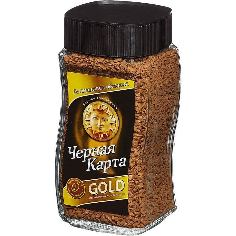 Кофе Черная Карта растворимый Gold натур. 190 гр., стекло