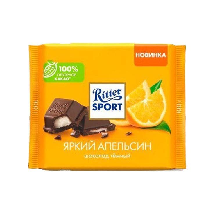 Шоколад Ritter Sport яркий апельсин темный 100 гр., флоу-пак