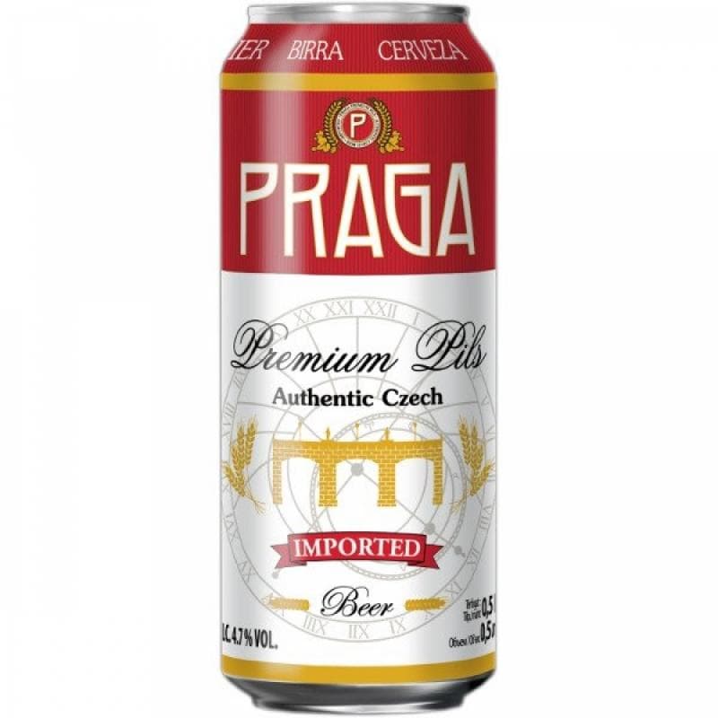 Пиво светлое пастеризованное фильтрованное 4.7% Praga 500 мл., ж/б
