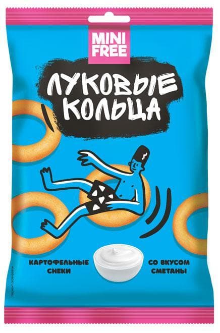 Снек Mini Free луковые кольца со вкусом сметаны, 45 гр., флоу-пак