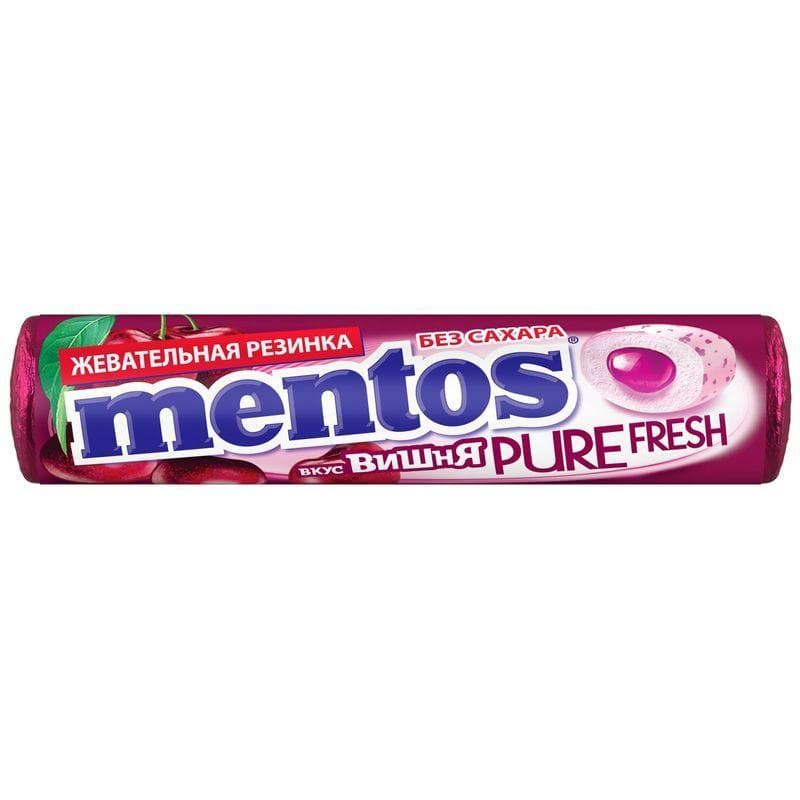 Жевательная резинка Mentos Вишня 15.5 гр., обертка