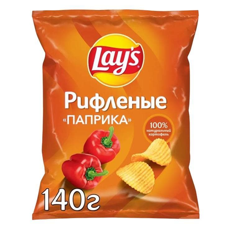 Чипсы Lay's рифленые паприка 140 гр., флоу-пак