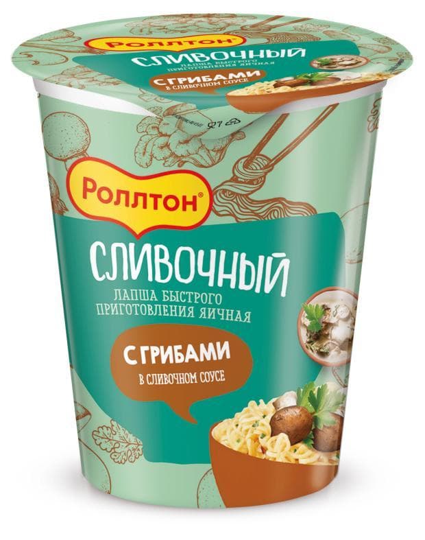 Лапша Роллтон цезарь с грибами в сливочном соусе 70 гр., стакан