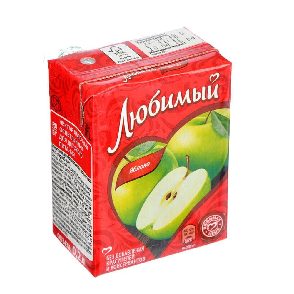 Нектар Любимый яблочный 200 мл., тетра-пак