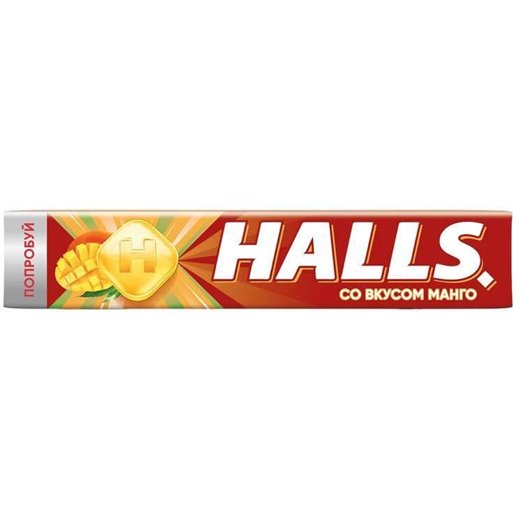 Карамель леденцовая Halls манго 25 гр., обертка