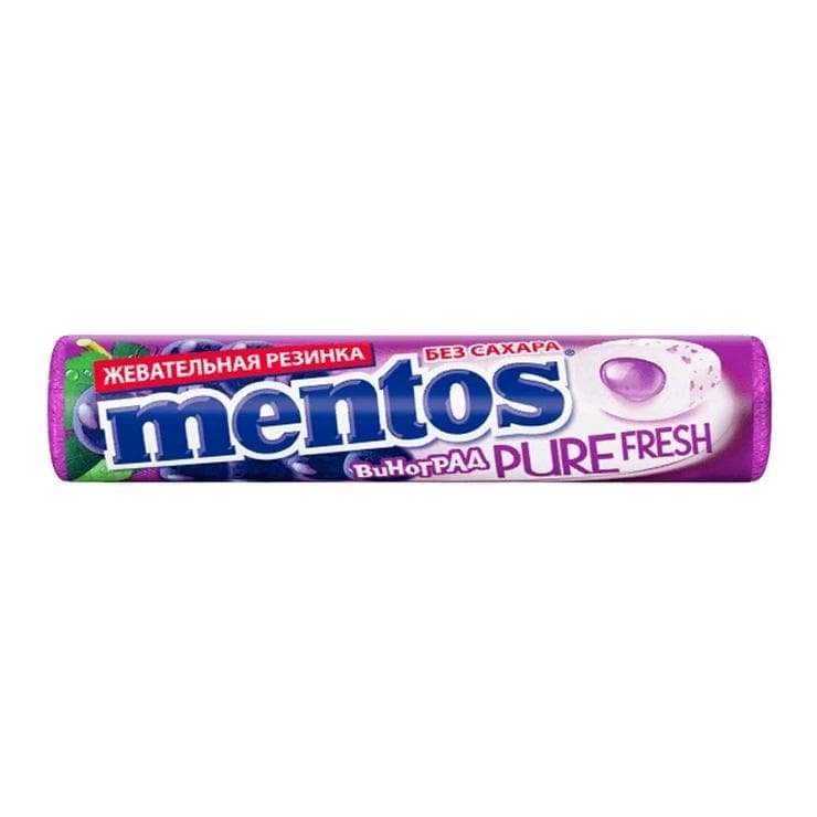 Жевательная резинка Mentos Pure Fresh виноград 15.5 гр., обертка