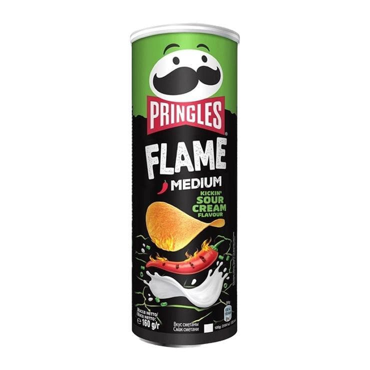 Чипсы Pringles Hot Kickin' Sour Cream острая сметана 160 гр., туба