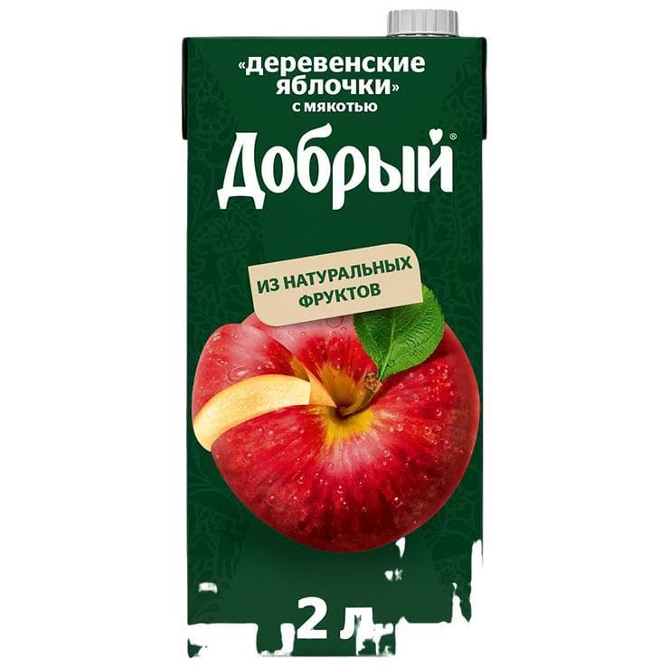 Нектар Добрый деревенские яблочки 2 л., тетра-пак